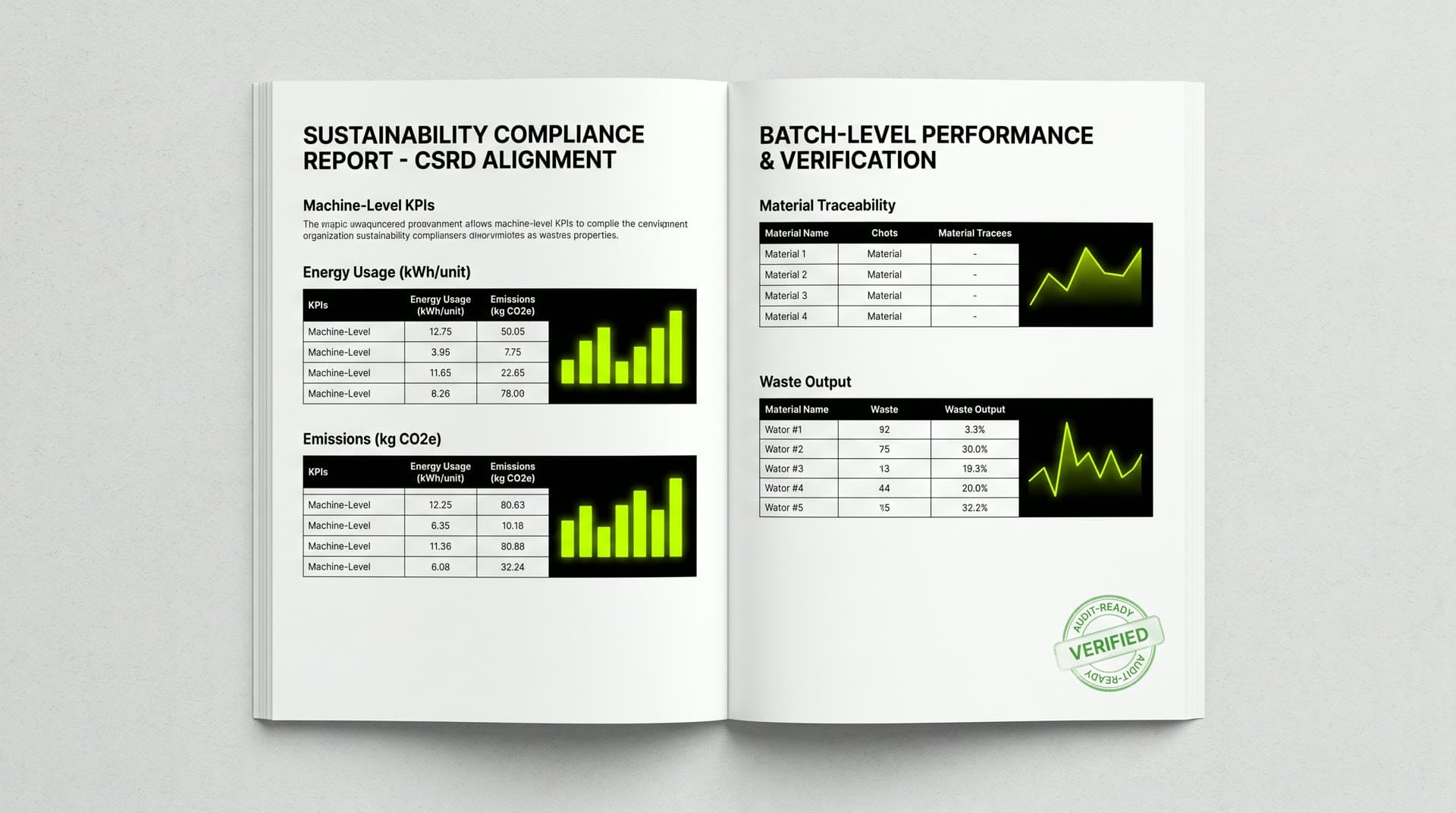 Audit-ready CSRD-oriented sustainability report pages generated for NexTex AI